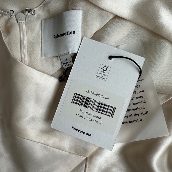 Reformation ROY Satin Wedding Dress Halter Gown - Fior Di Latte - with tags - 4 - Picture 5 of 14